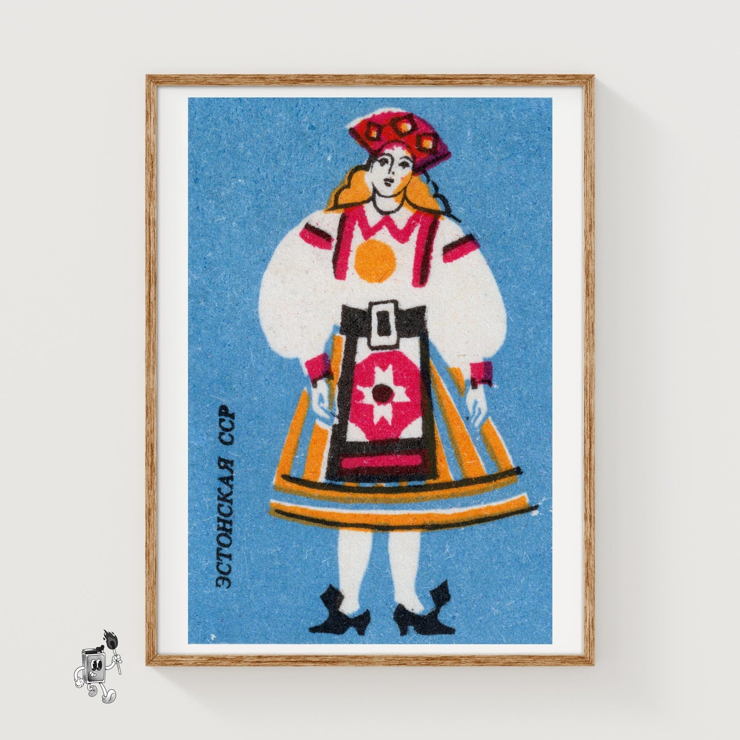 Estonian Woman - vintage matchbox label print
