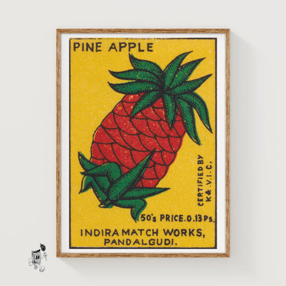 Pineapple - vintage matchbox label print