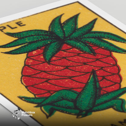 Pineapple - vintage matchbox label print - close-up detail