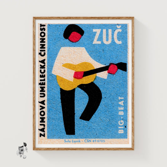 Guitarist - vintage matchbox label print