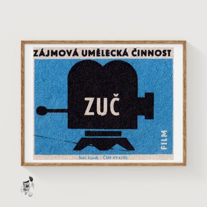 Vintage Video Camera - vintage matchbox label print