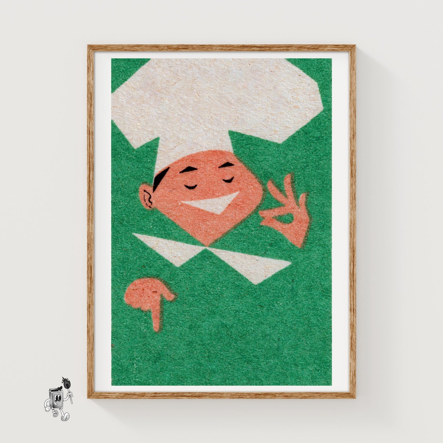 Smiling Chef - vintage matchbox label print
