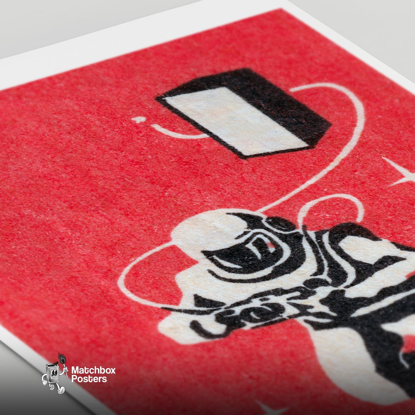 Vintage Astronaut Graphic - Eastern Europe Print - vintage matchbox label print - close-up detail