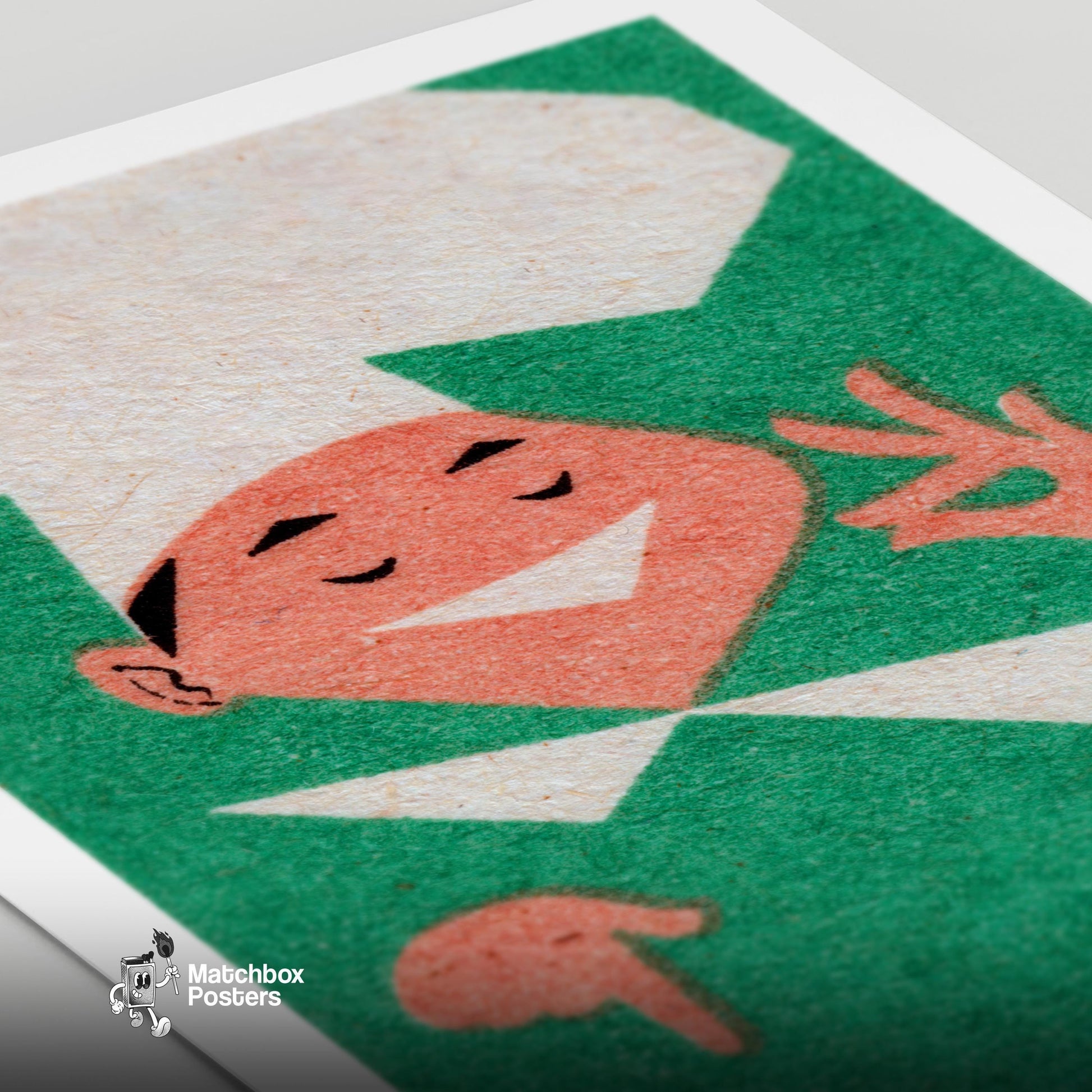 Smiling Chef - vintage matchbox label print - close-up detail