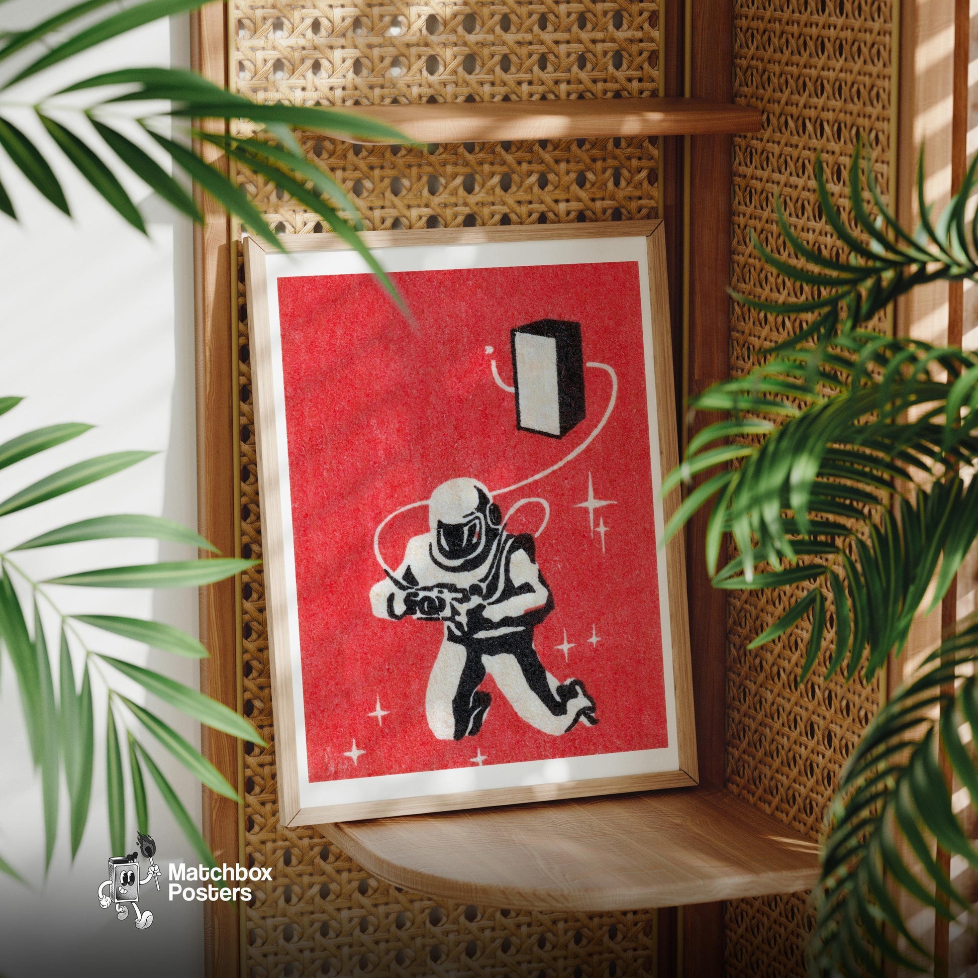 Vintage Astronaut Graphic - Eastern Europe Print - vintage matchbox label print - office wall