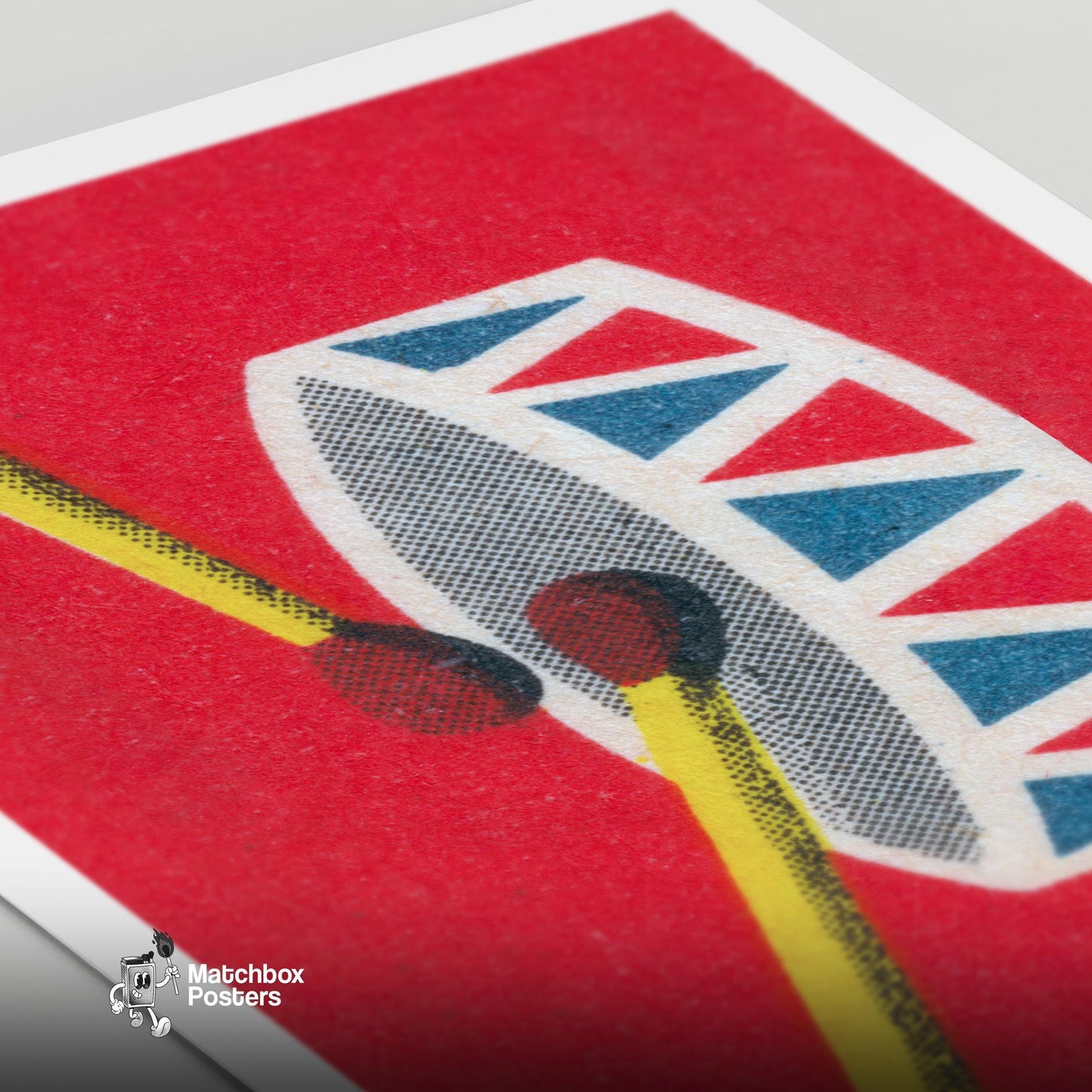 Drum Matchbox Wall Poster - vintage matchbox label print - close-up detail
