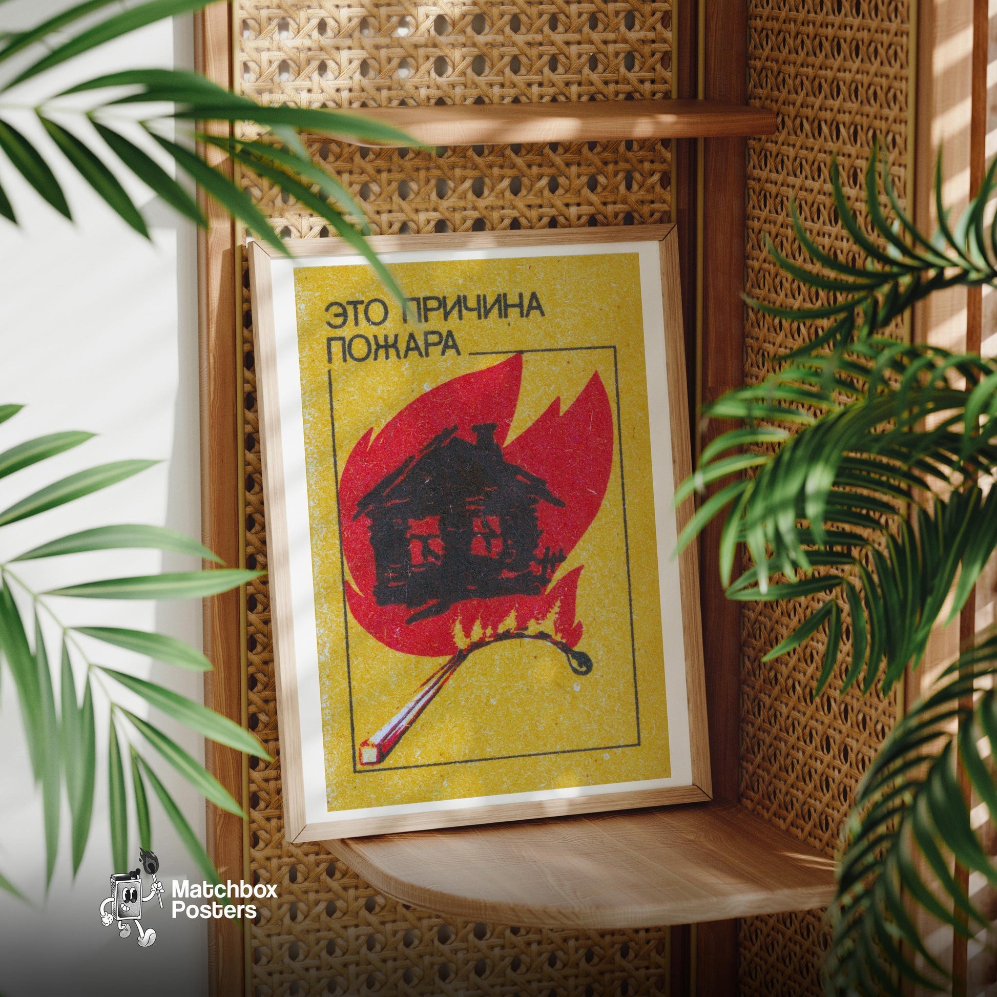Fire is the Reason - vintage matchbox label print - office wall