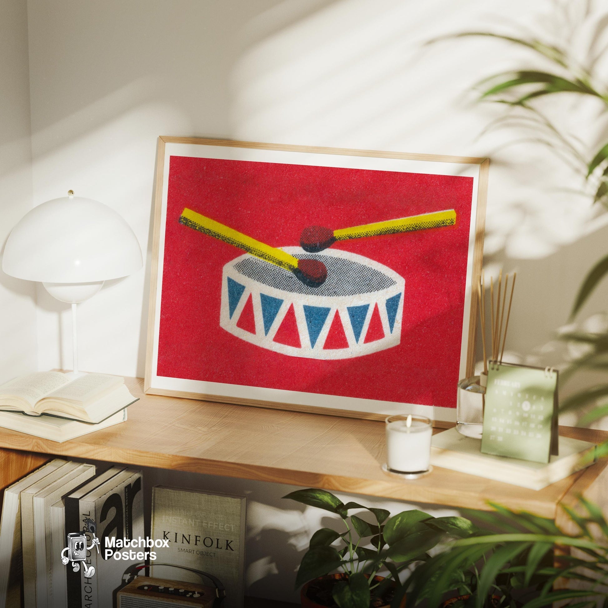 Drum Matchbox Wall Poster - vintage matchbox label print - office wall