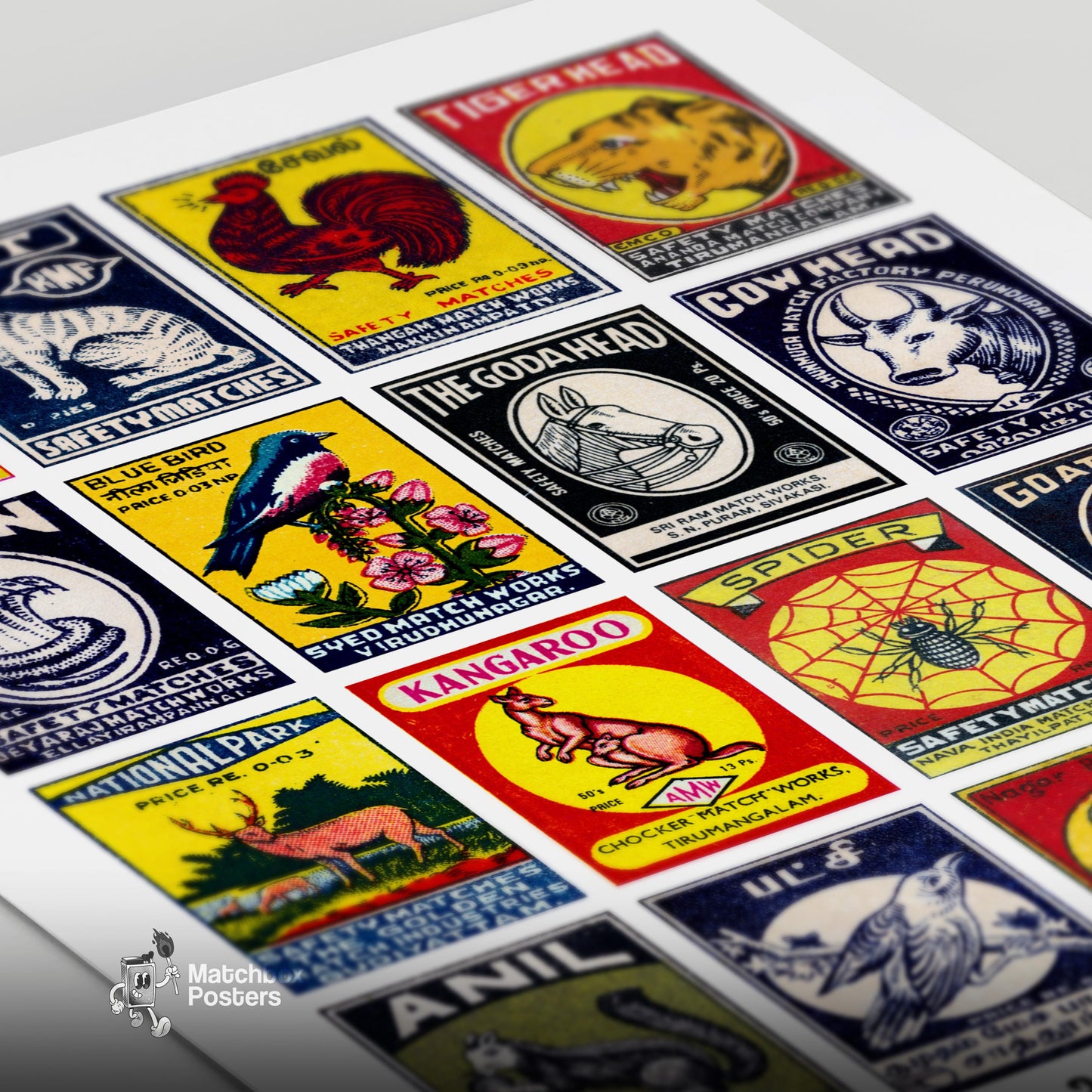 Indian Animals Grid Print
