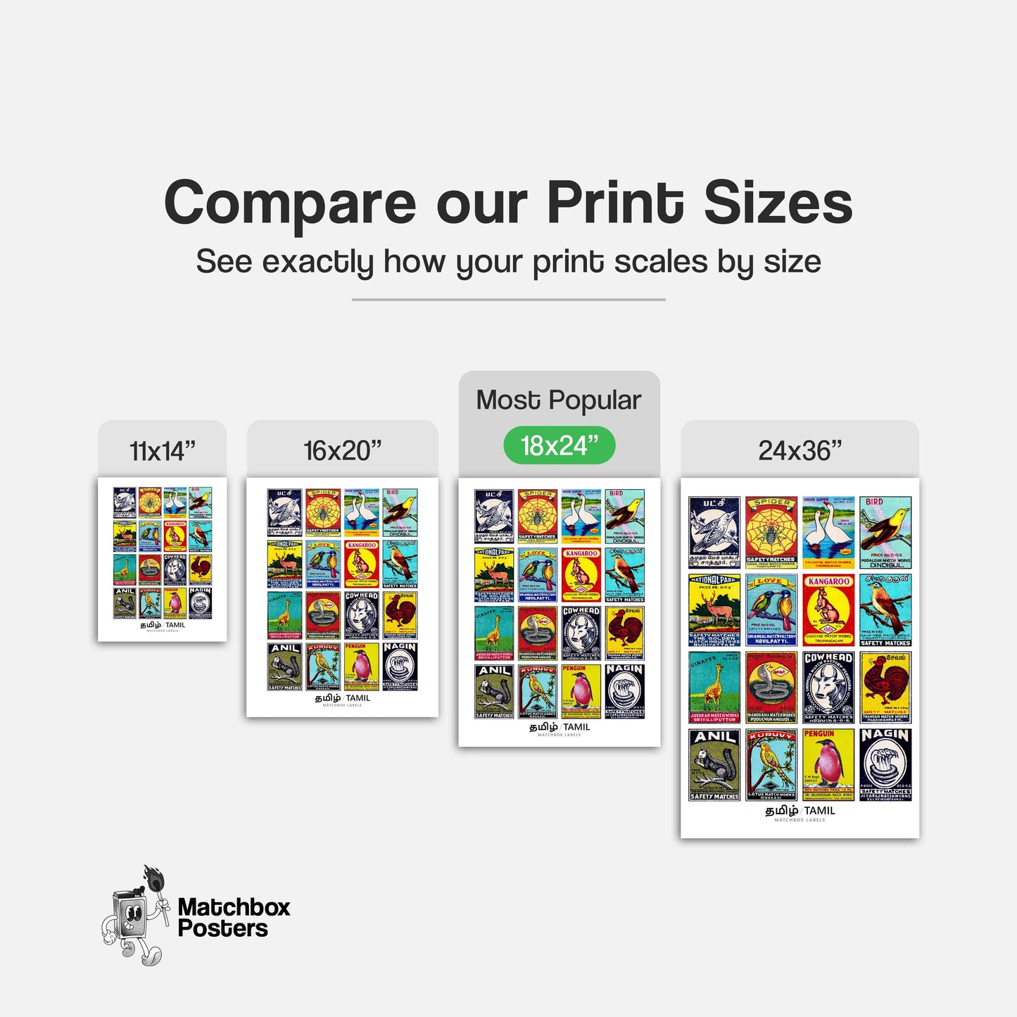 Tamil Animals Grid Print