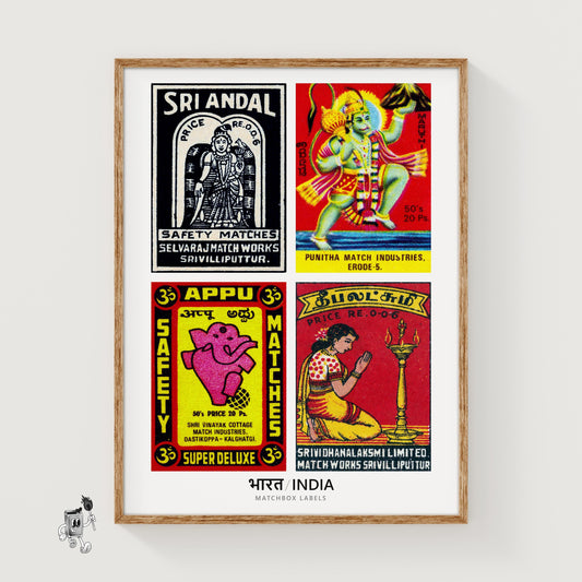 Indian Religiouss Grid Print