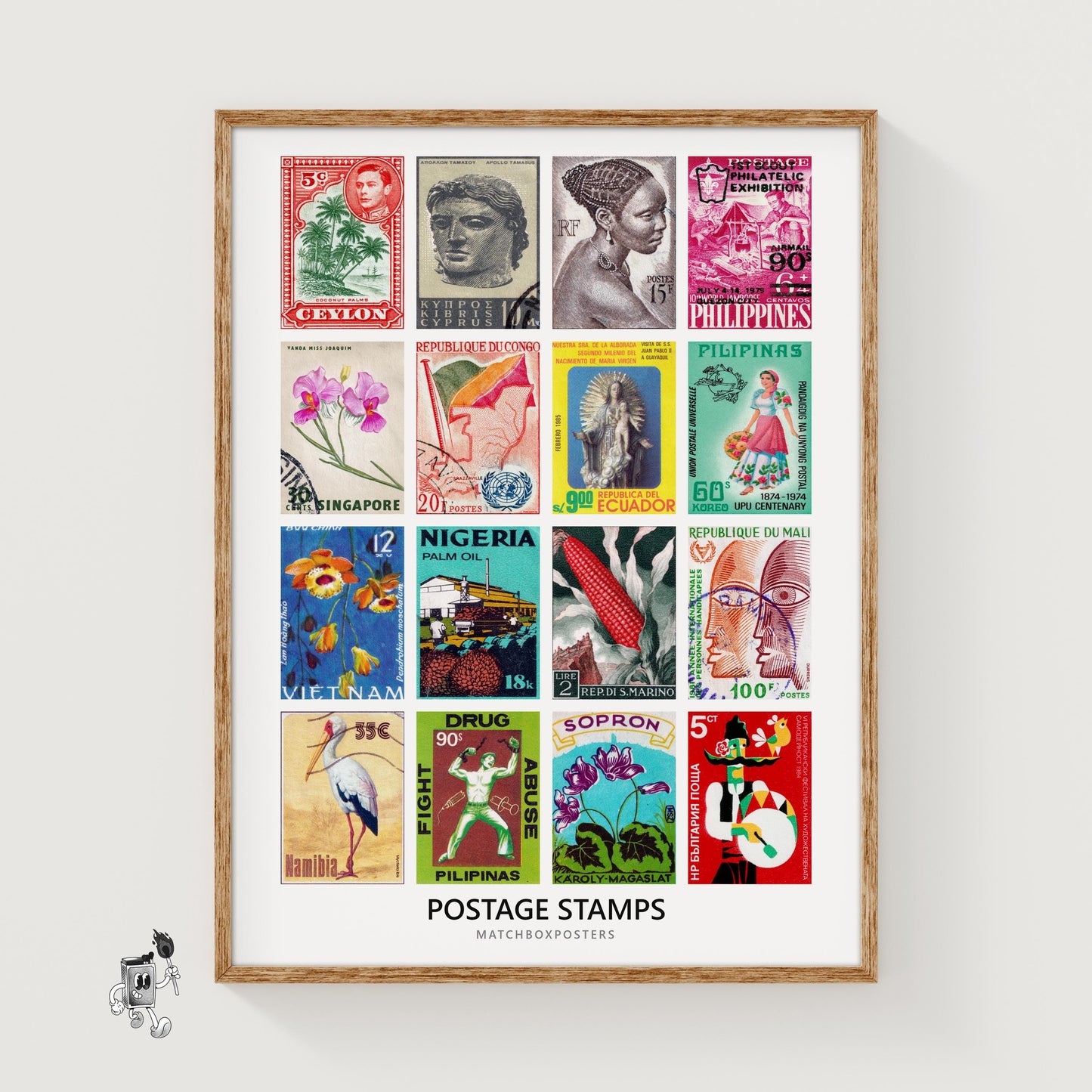 Worldwide Postage Stamps Collage