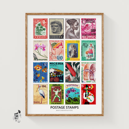 Worldwide Postage Stamps Collage
