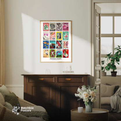 Worldwide Postage Stamps Collage