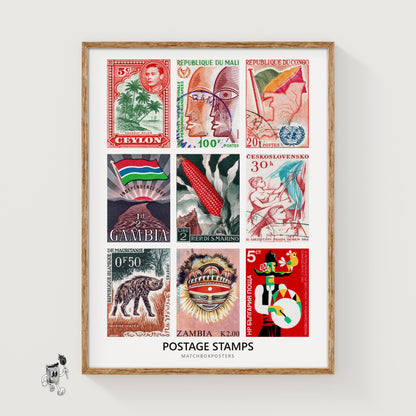Red Postage Stamps Collage