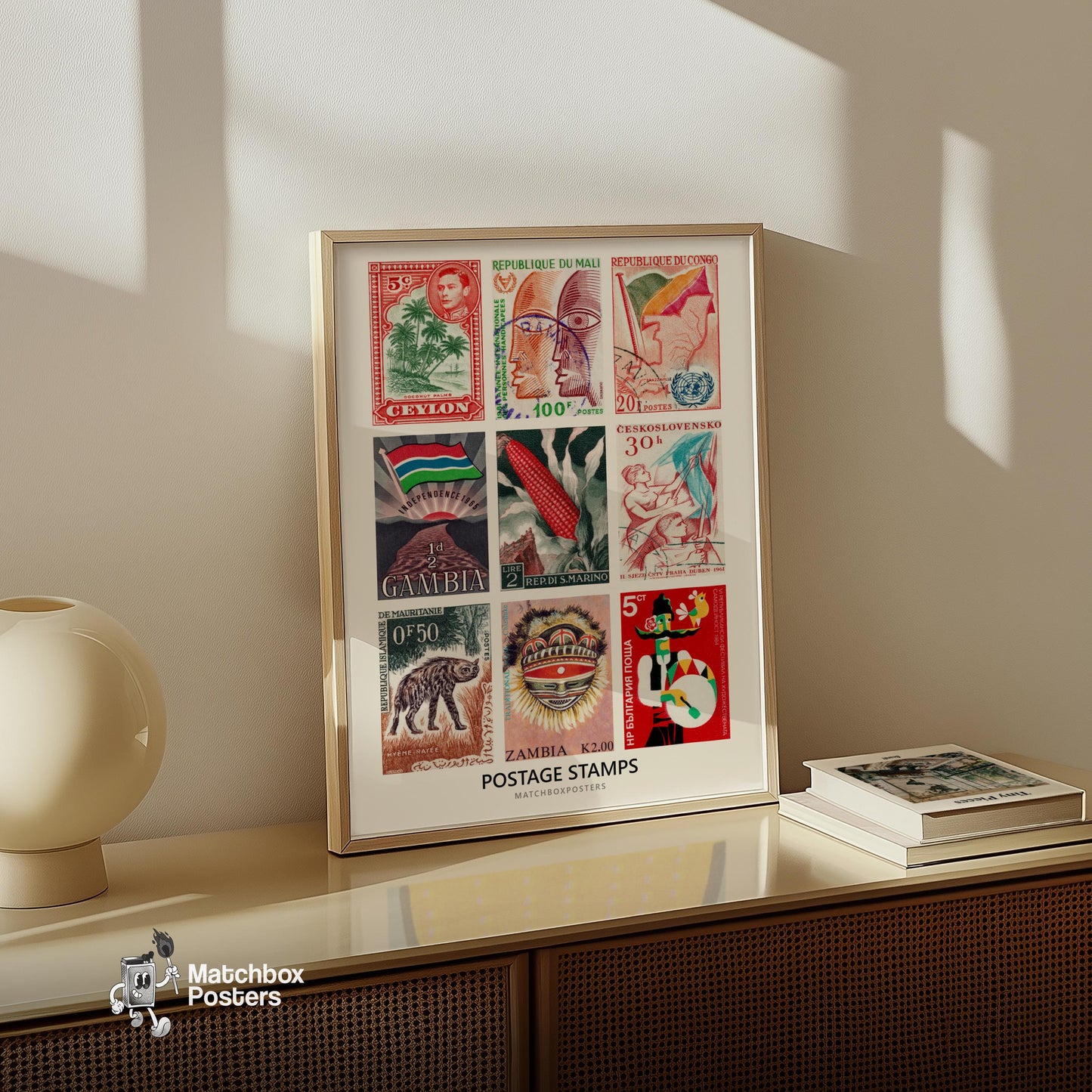 Red Postage Stamps Collage