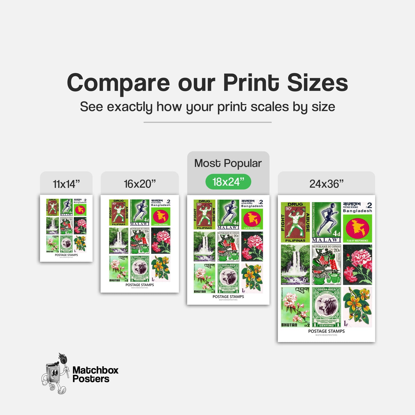 Green Postage Stamps Collage