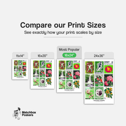 Green Postage Stamps Collage