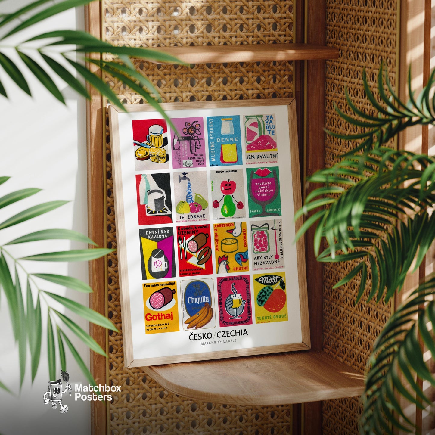 Red Czech Food & Drinks Grid Print