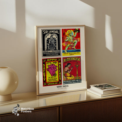Indian Religiouss Grid Print