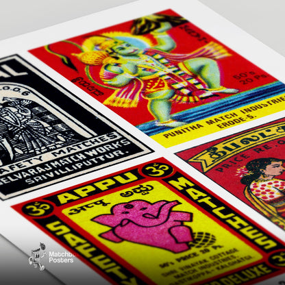 Indian Religiouss Grid Print