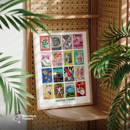 Worldwide Postage Stamps Collage
