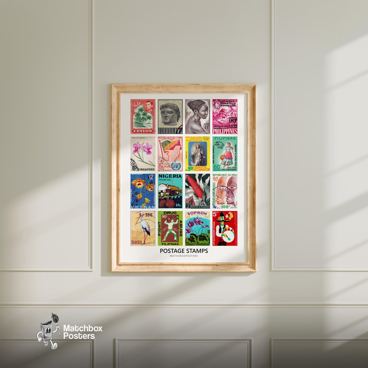 Worldwide Postage Stamps Collage