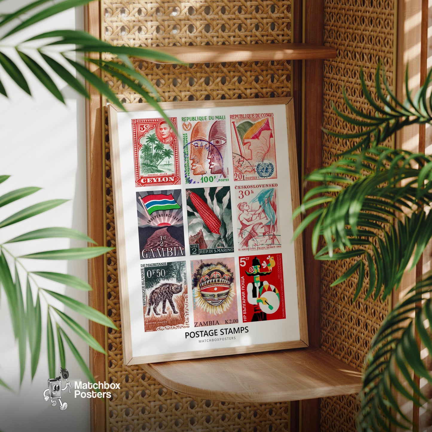 Red Postage Stamps Collage