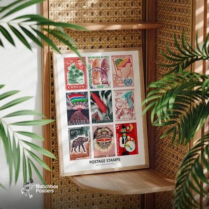 Red Postage Stamps Collage