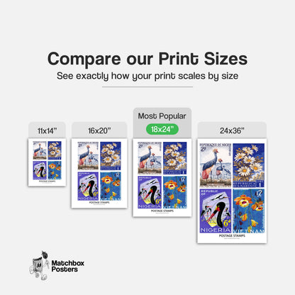 Blue Postage Stamps Collage