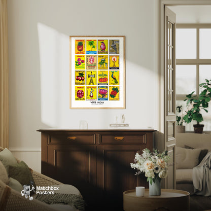 Yellow Indians Grid Print