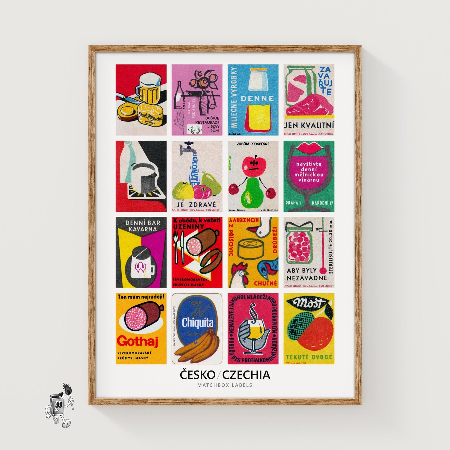 Red Czech Food & Drinks Grid Print