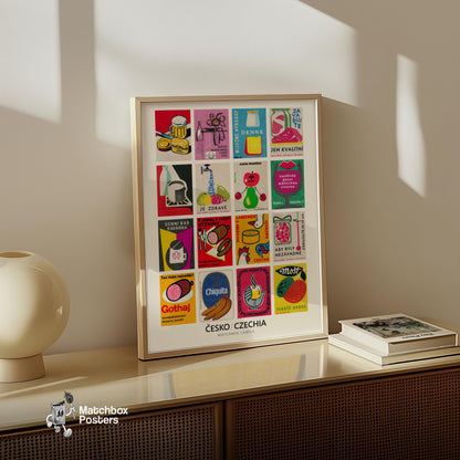 Red Czech Food & Drinks Grid Print