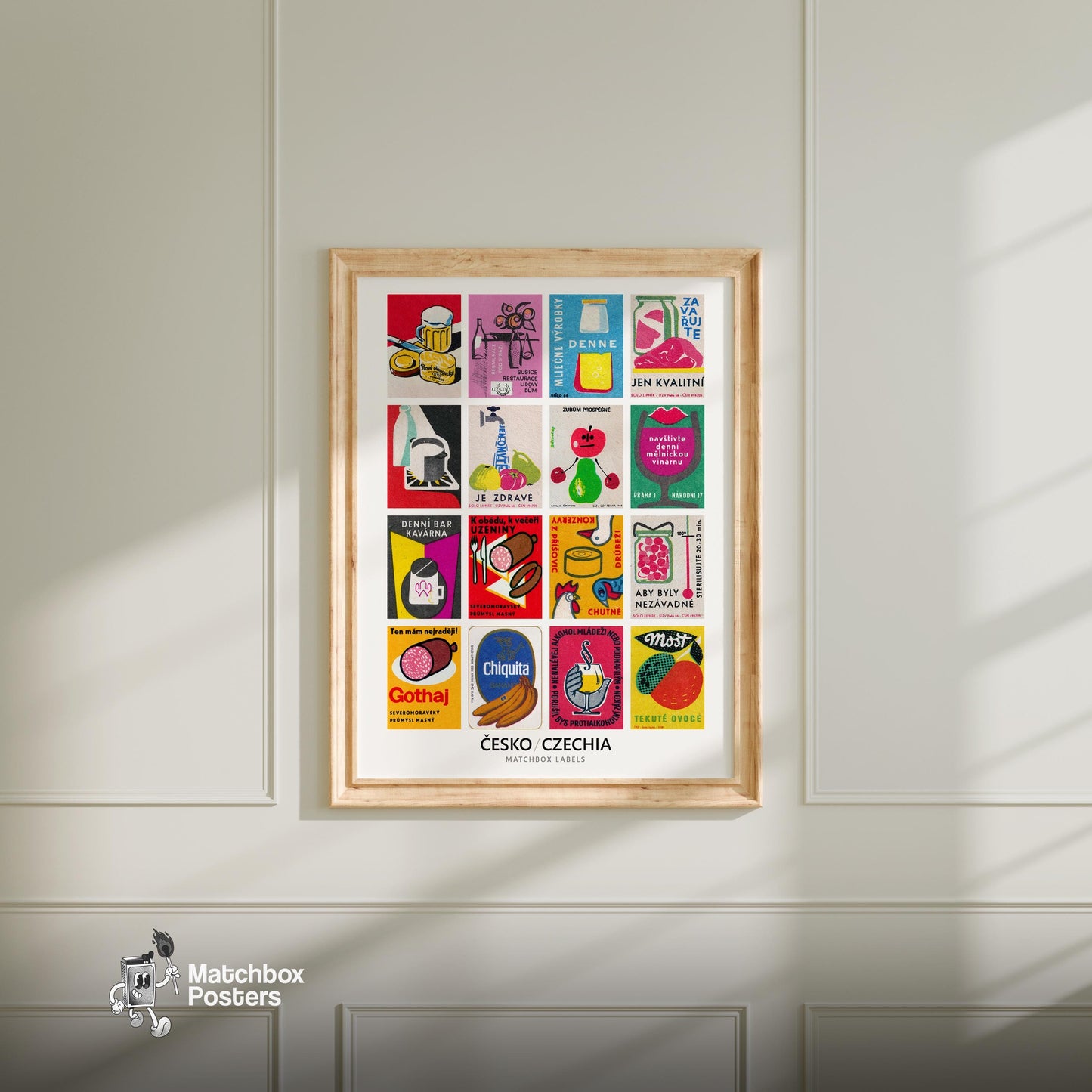 Red Czech Food & Drinks Grid Print